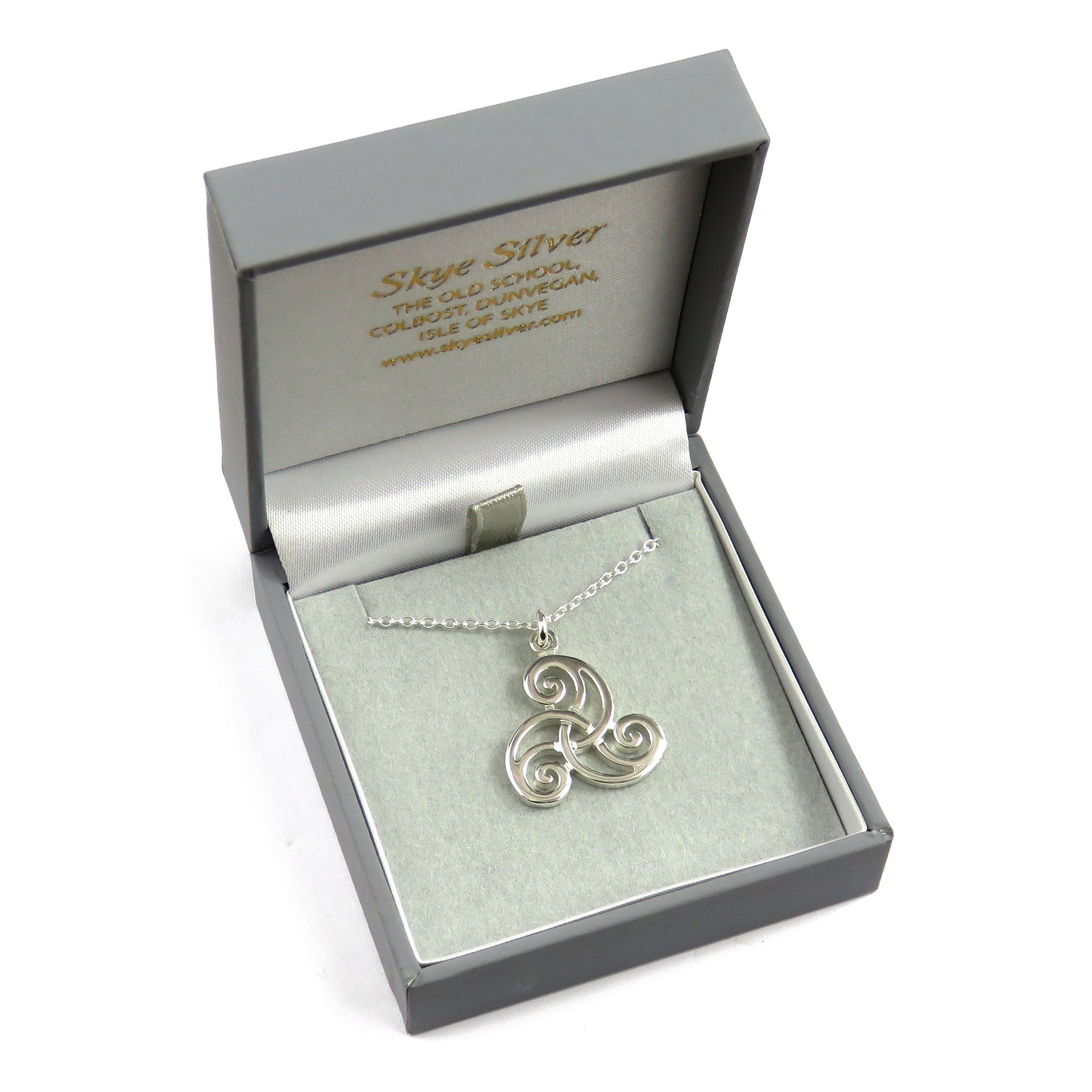Celtic triskele interlace silver pendant necklace