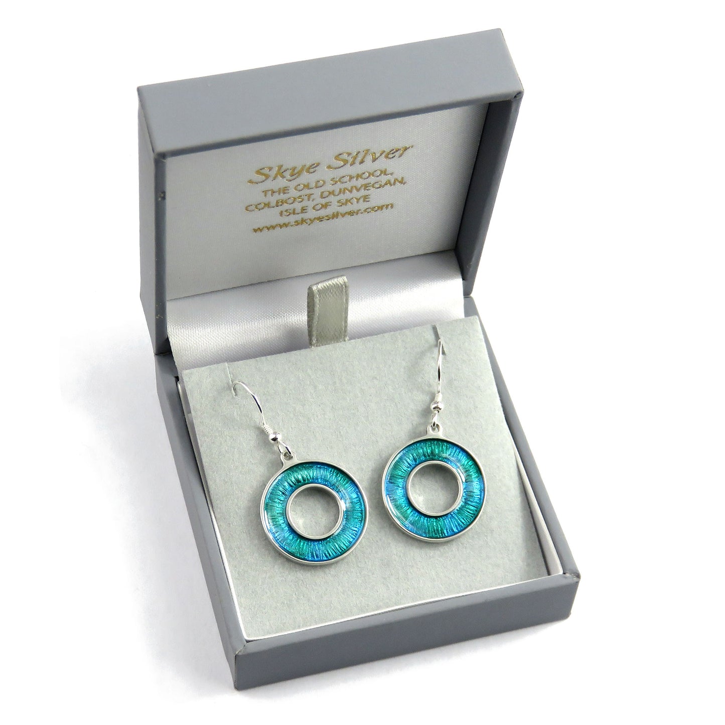Colours of the Sea enamel silver dangle earrings