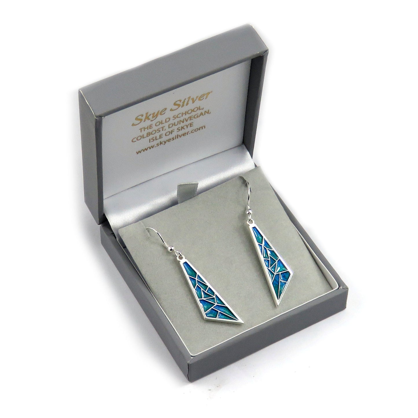 Crystals enamel silver dangle earrings