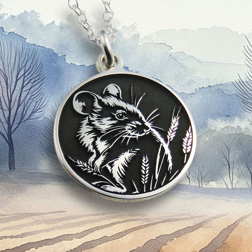 The Famous Mouse silver pendant necklace with Robert Burns' poem