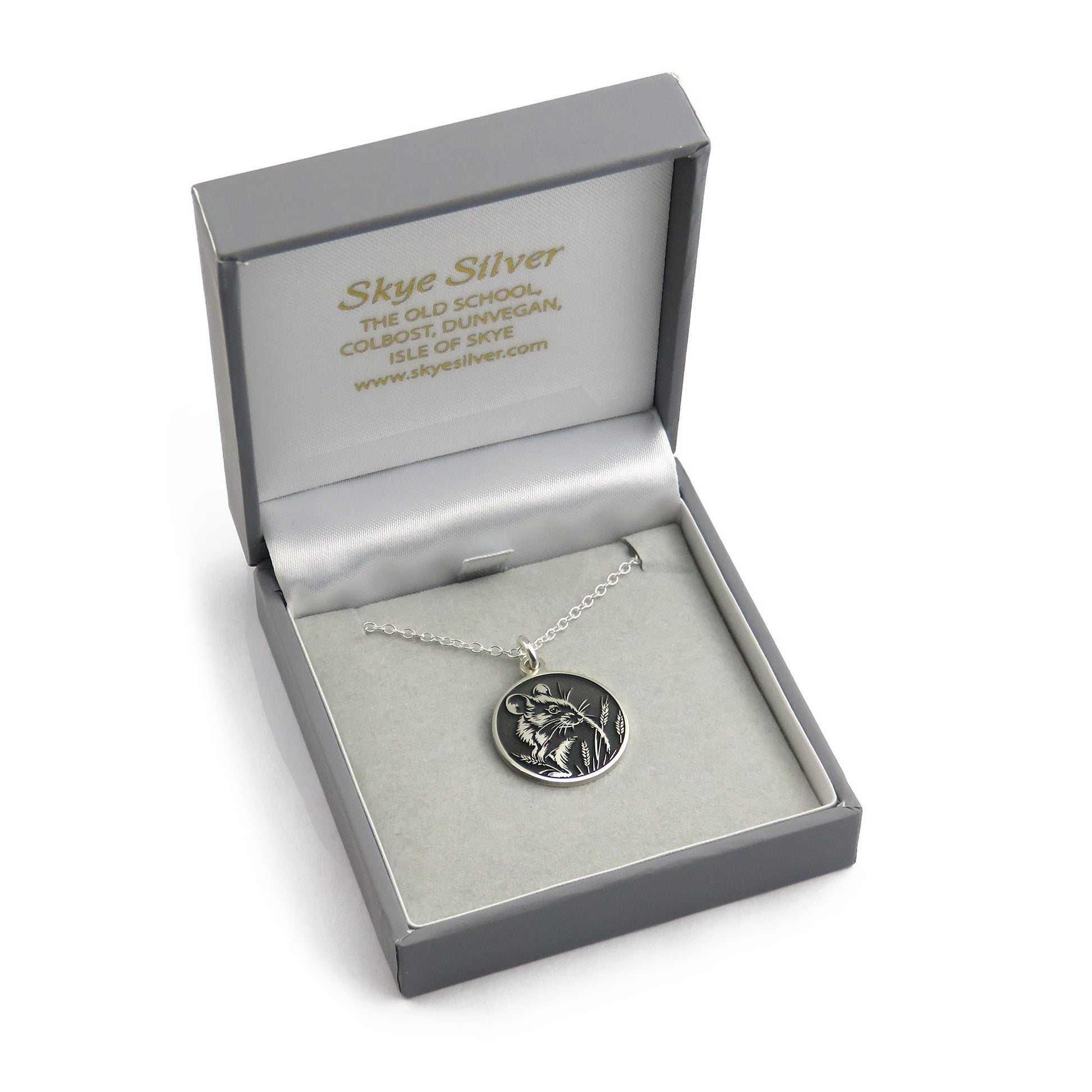 The Famous Mouse silver pendant necklace with Robert Burns' poem