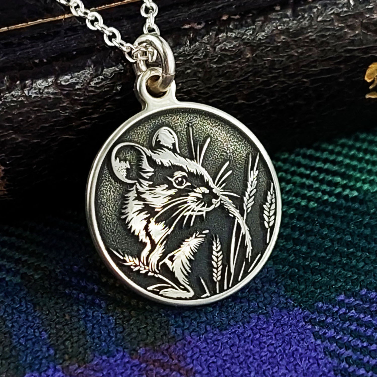 The Famous Mouse silver pendant necklace with Robert Burns' poem