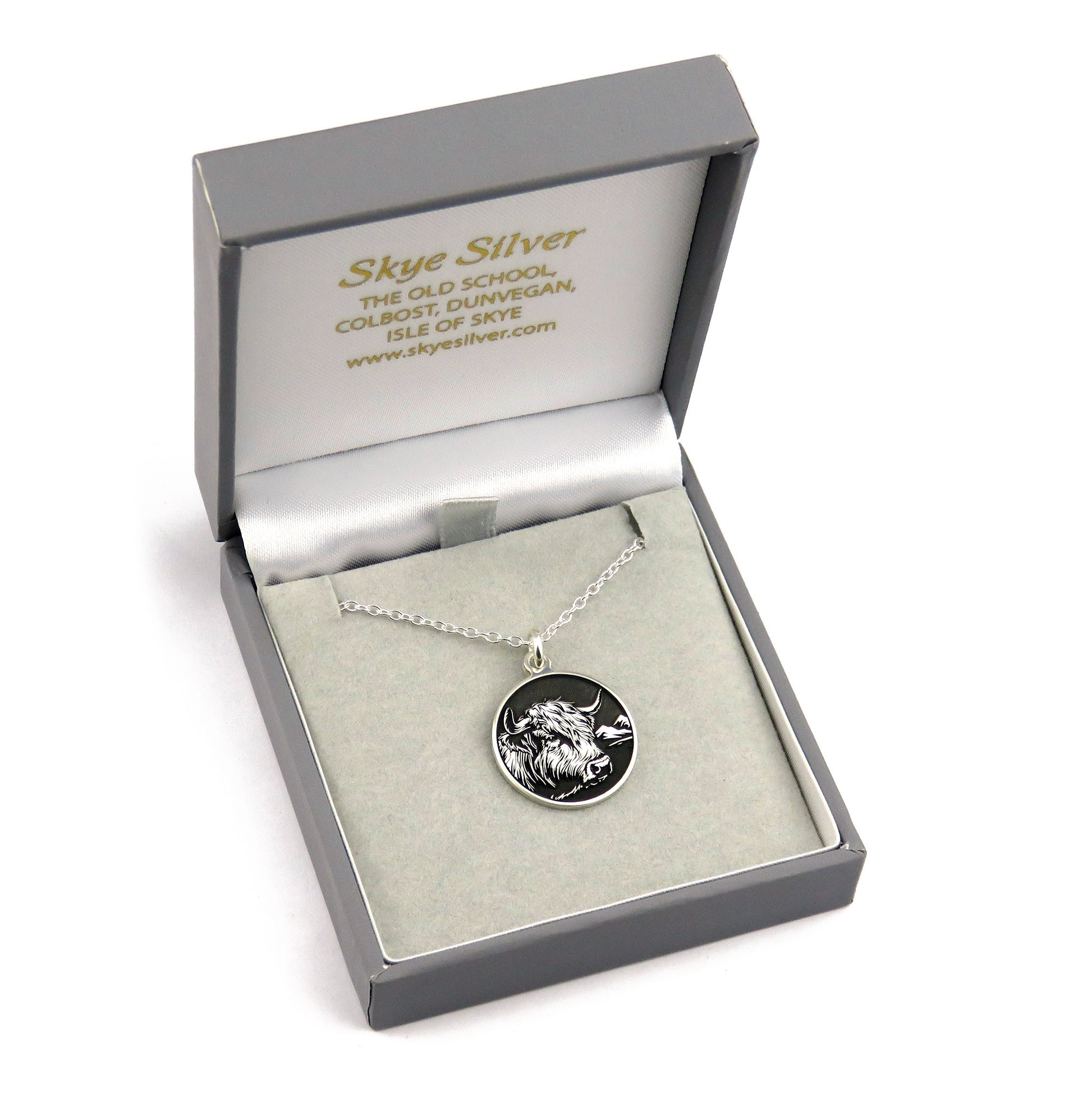 Images of Scotland - Highland Cow silver pendant necklace