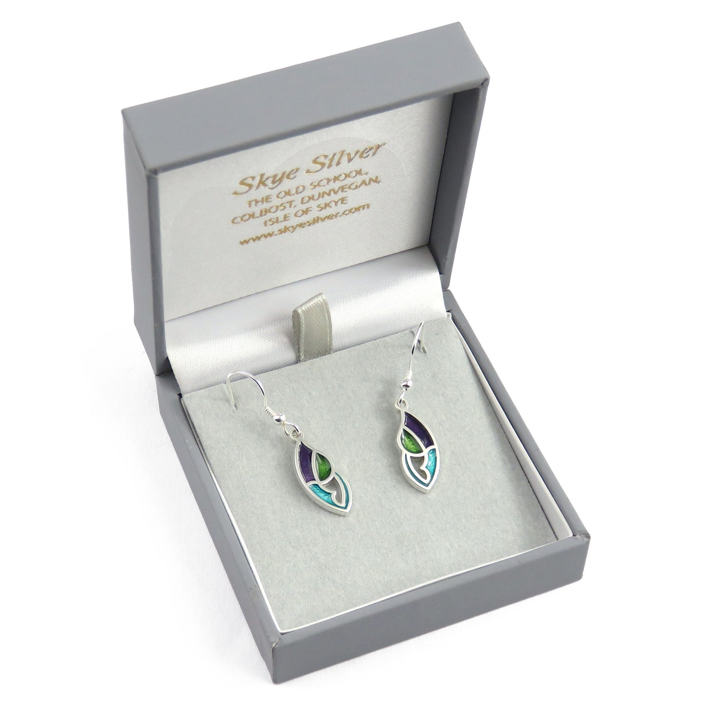 Scotland's Thistle Baby enamel silver dangle earrings