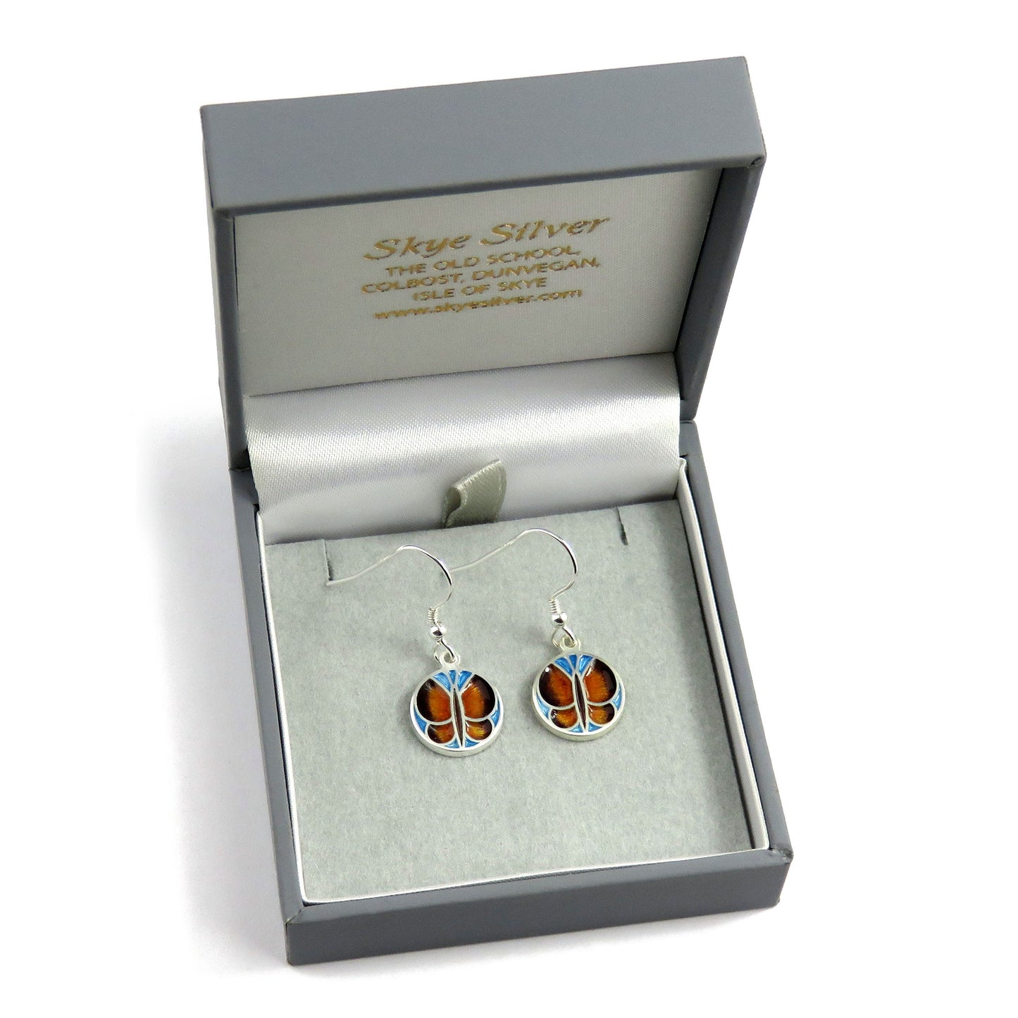 Skye Butterfly enamel silver dangle earrings