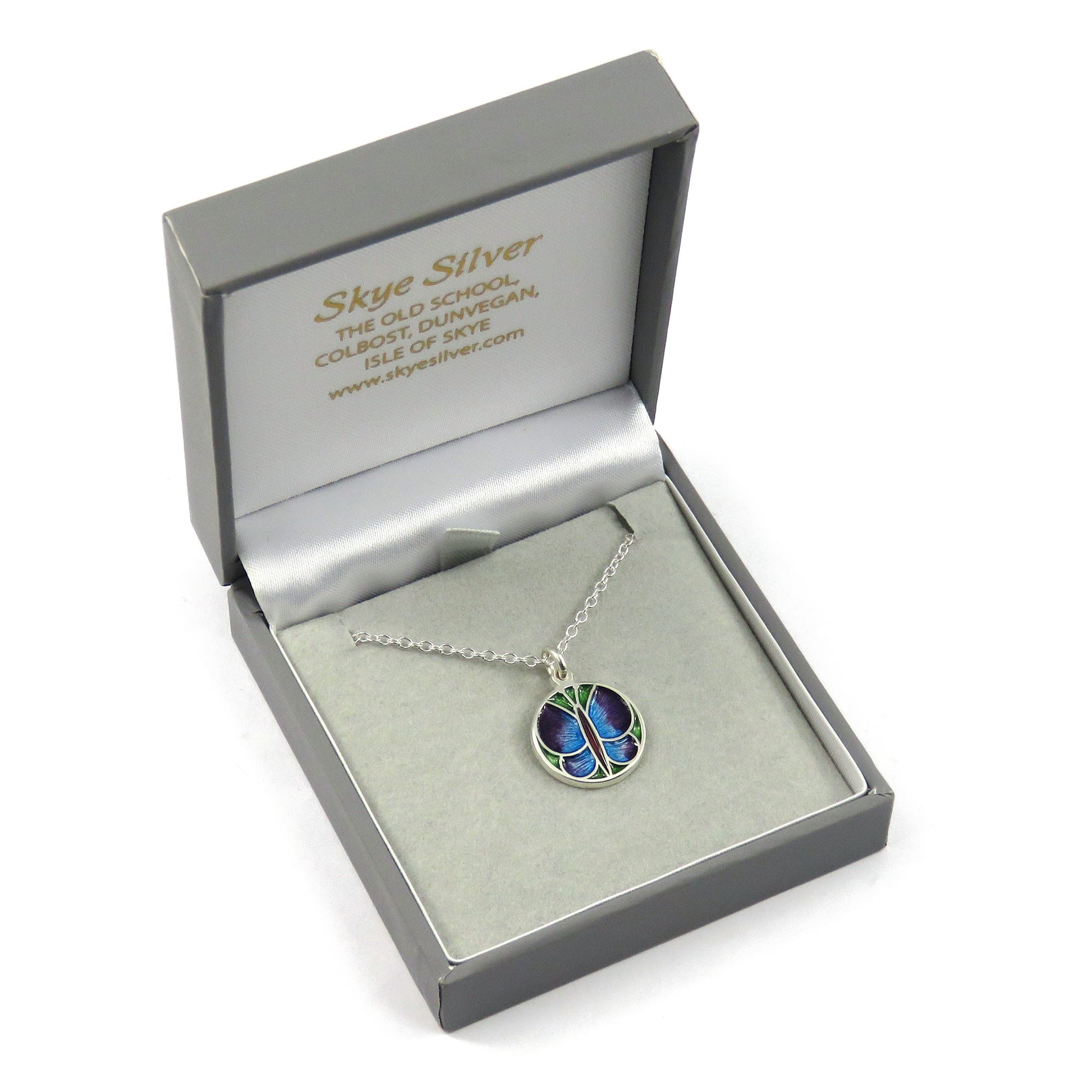 Skye Butterfly enamel silver pendant necklace