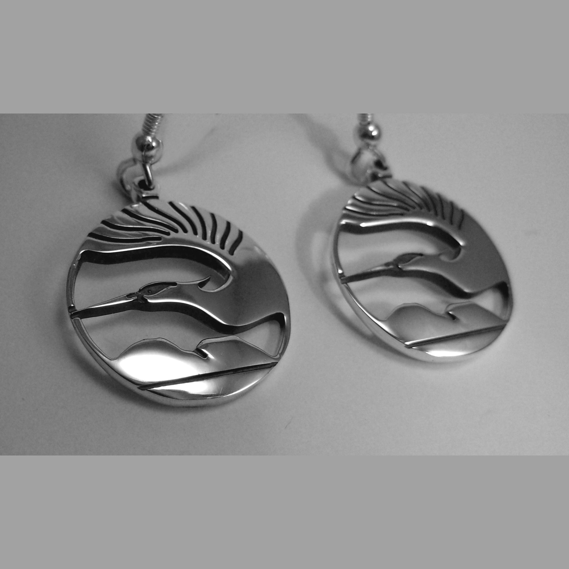 Skye Heron silver dangle earrings
