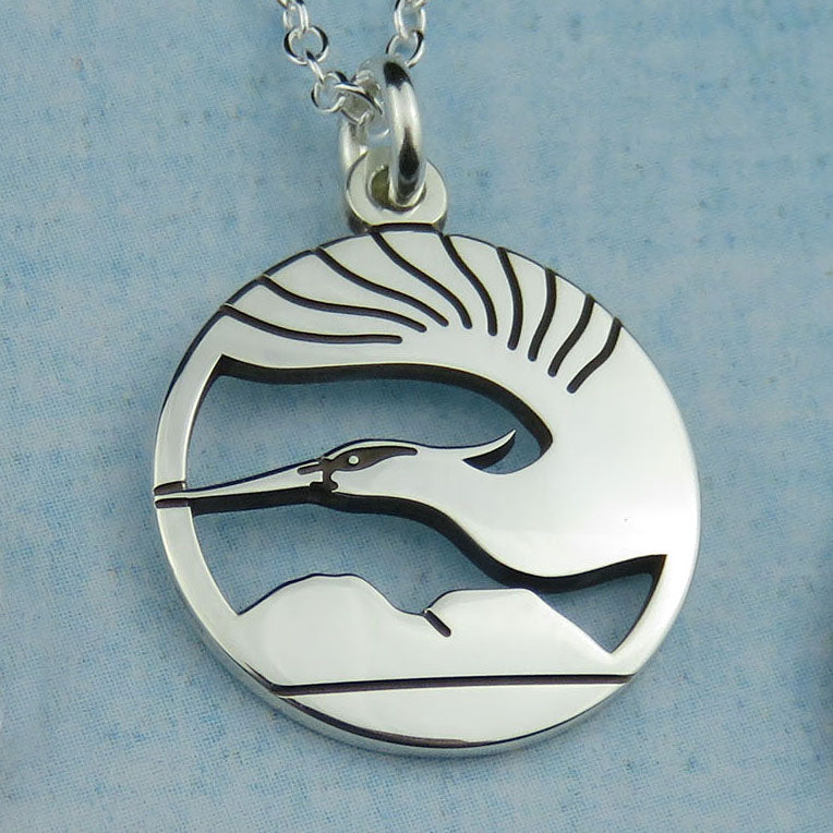 Skye Heron silver pendant necklace