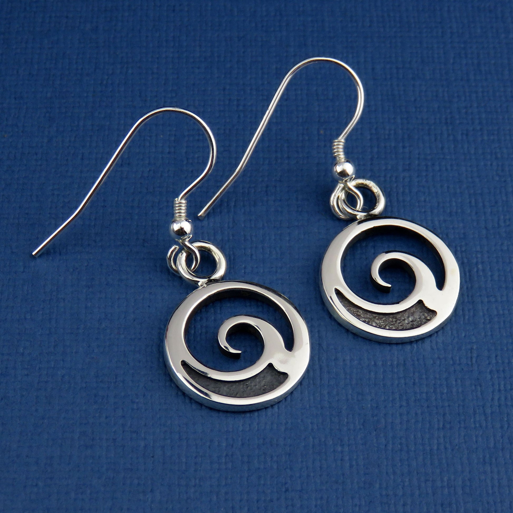 Waves silver dangle earrings