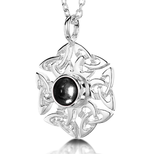 Celtic Knotwork birthstone silver pendant necklace - Rock Crystal