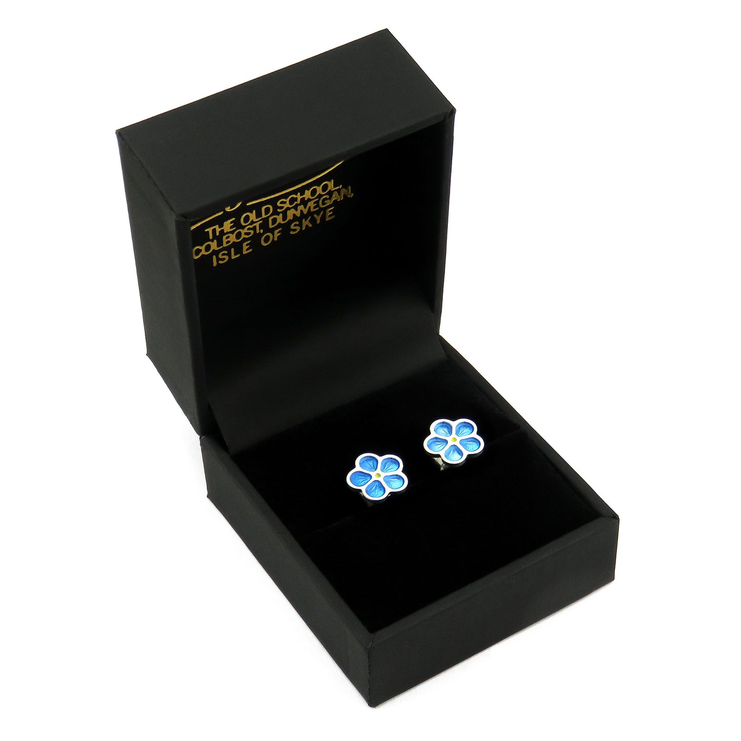 Little Forget-Me-Not flower enamel silver stud earrings