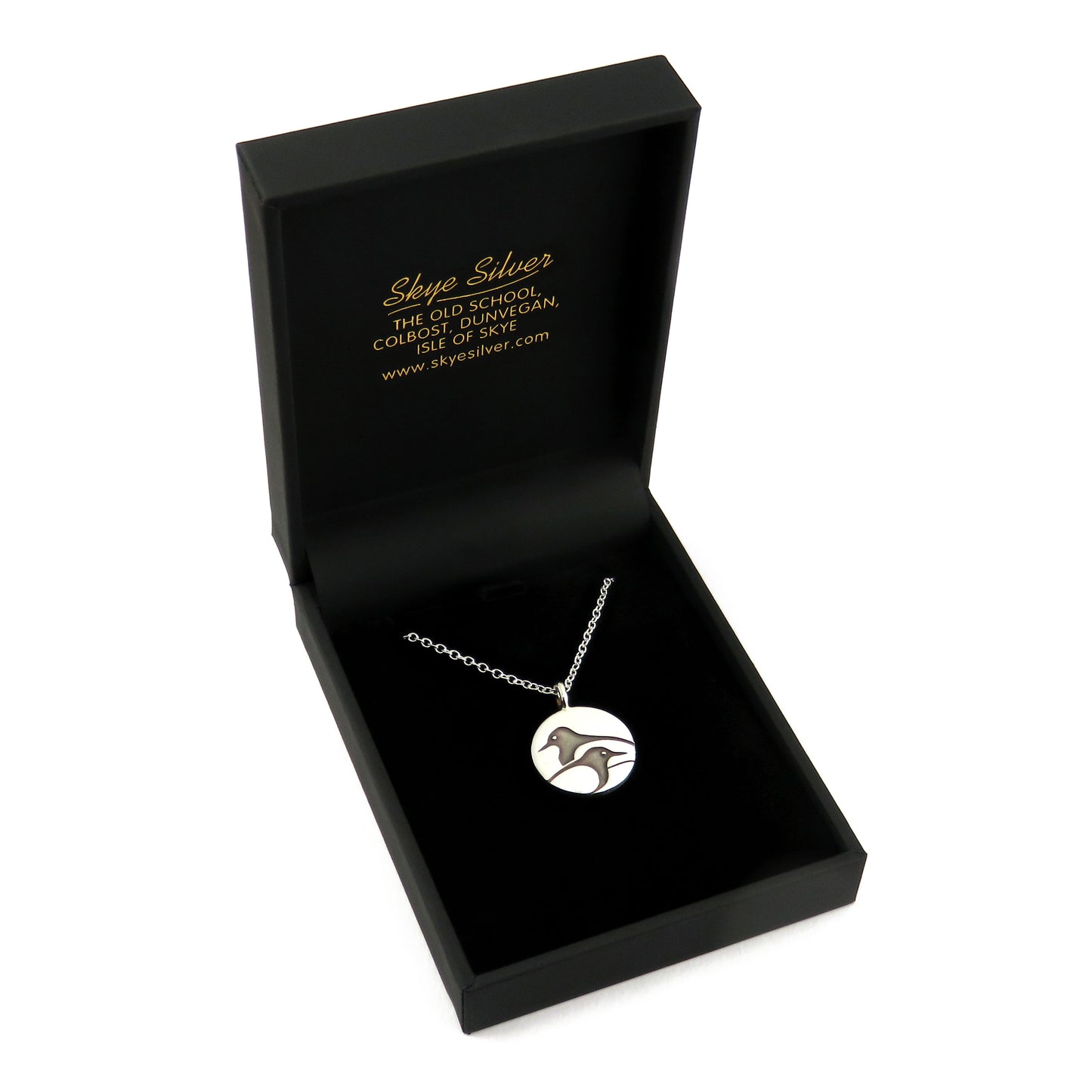 Magpies silver pendant necklace