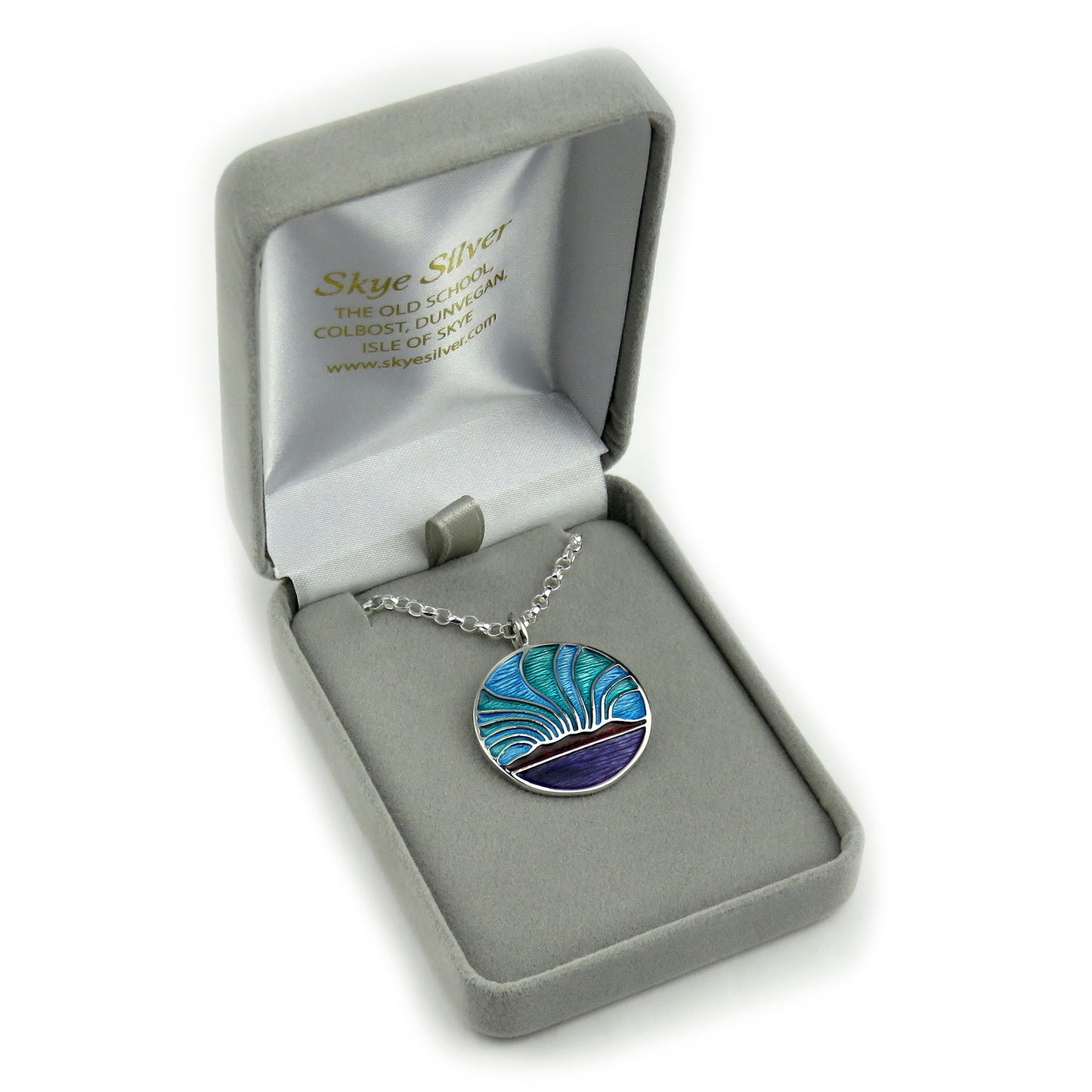 Northern Lights enamel silver pendant necklace