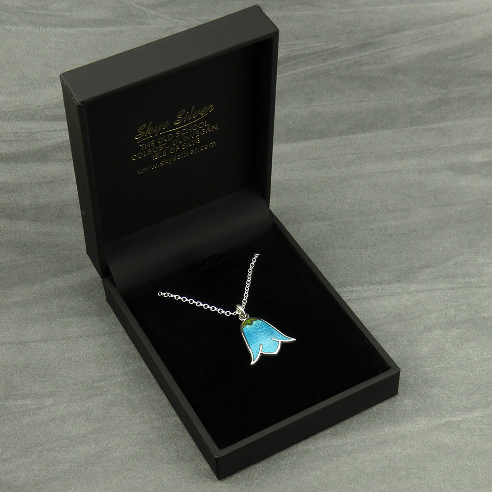 Scotland's Bluebell enamel silver flower pendant necklace