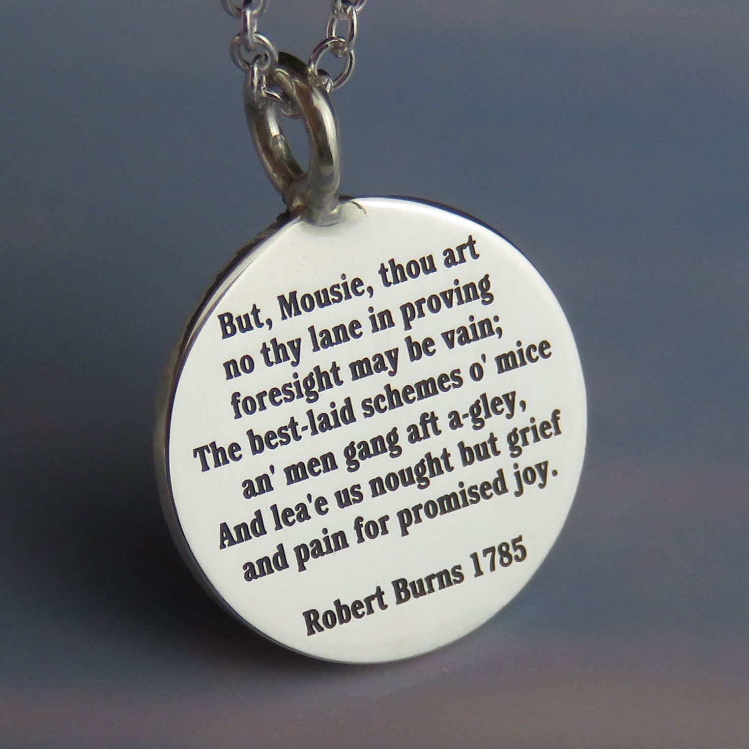 To a Mousie silver pendant necklace with Robert Burns' poem