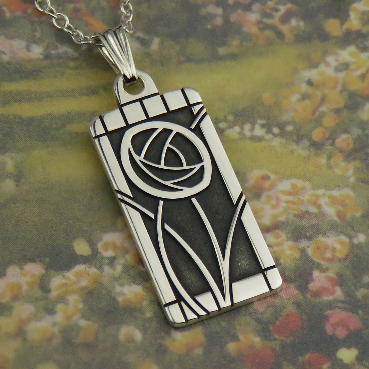 Mackintosh Rose silver pendant necklace