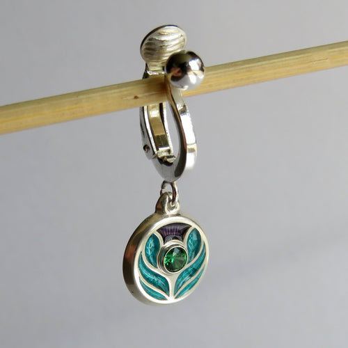 Scotland's Thistle - sparkly clip-on earrings (pair)