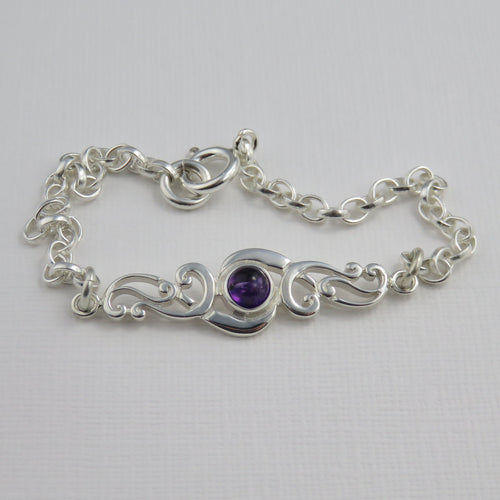 Scroll Birthstone Bracelet - Amethyst