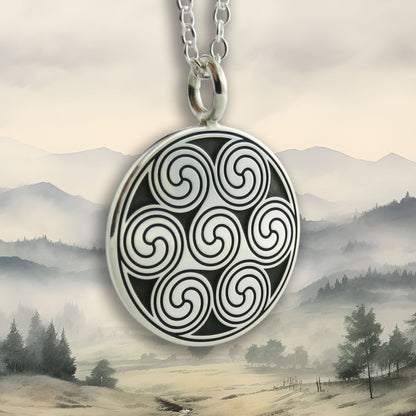 Aberlemno Spirals silver pendant necklace