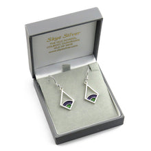 Art Deco Thistle enamel silver dangle earrings