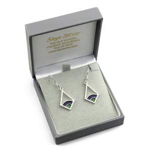 Art Deco Thistle enamel silver dangle earrings