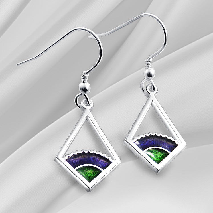 Art Deco Thistle enamel silver dangle earrings