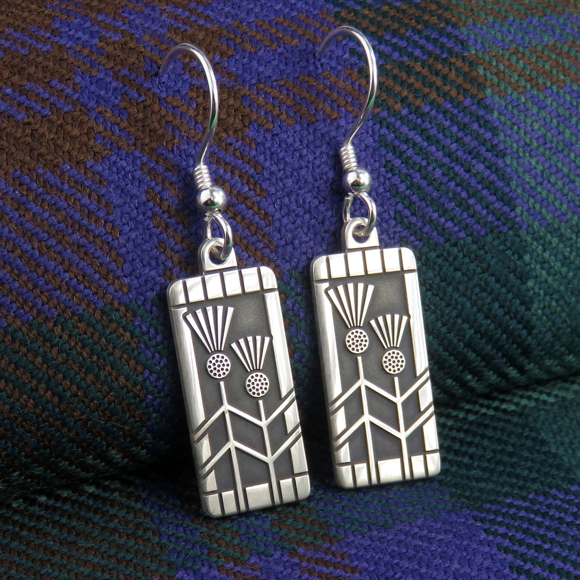 Art Nouveau Thistle silver dangle earrings
