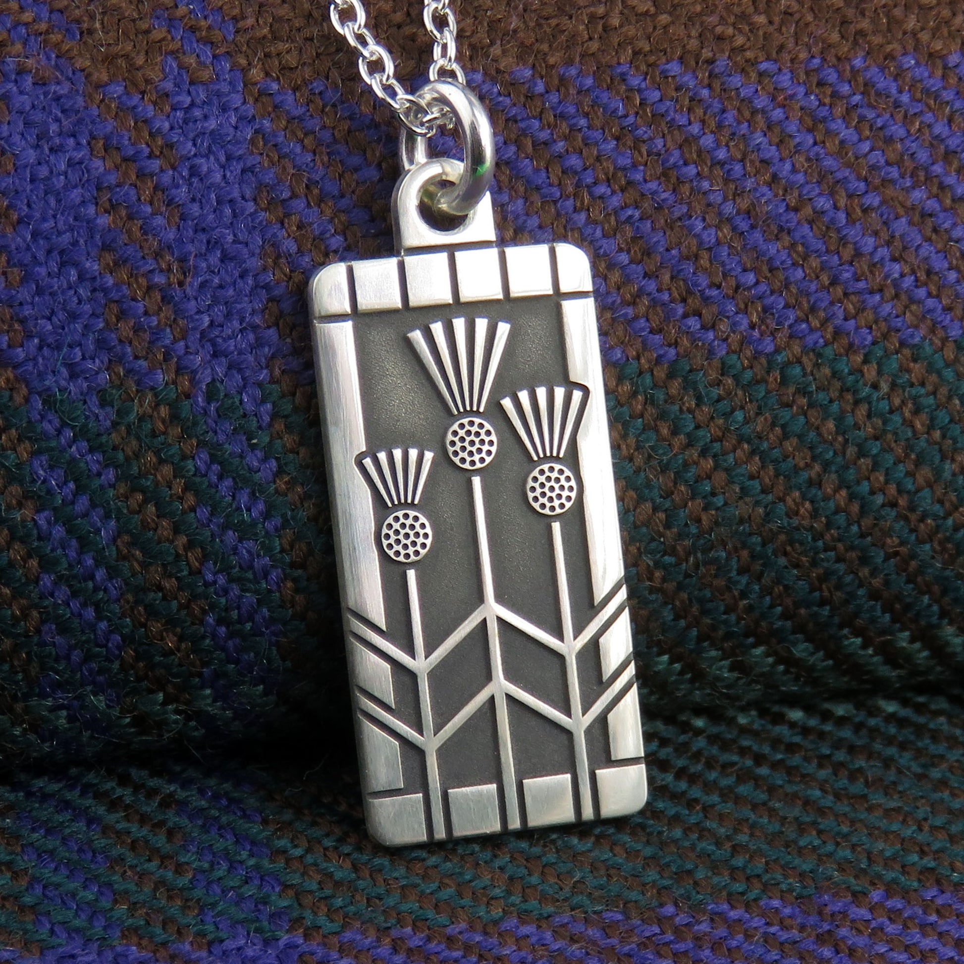 Art Nouveau Thistle silver pendant necklace