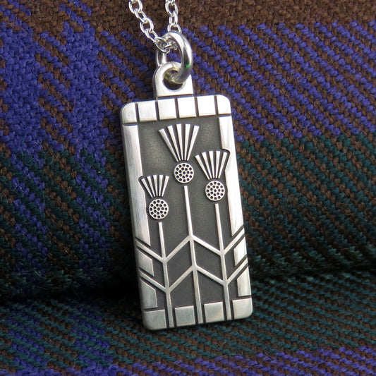Art Nouveau Thistle silver pendant necklace
