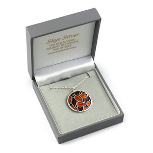 Autumn Gems enamel silver leaf pendant necklace