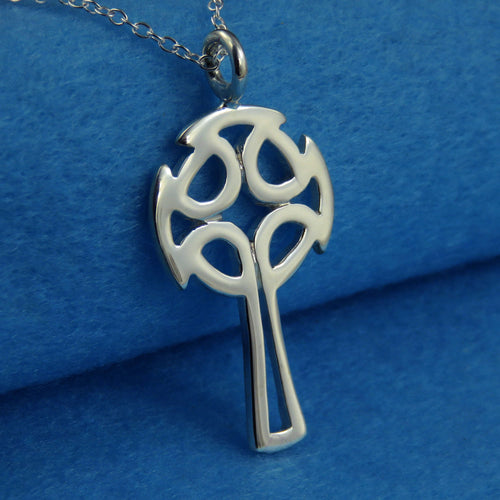 Celtic Cross silver pendant necklace
