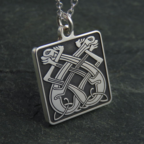 Celtic Dogs silver pendant necklace
