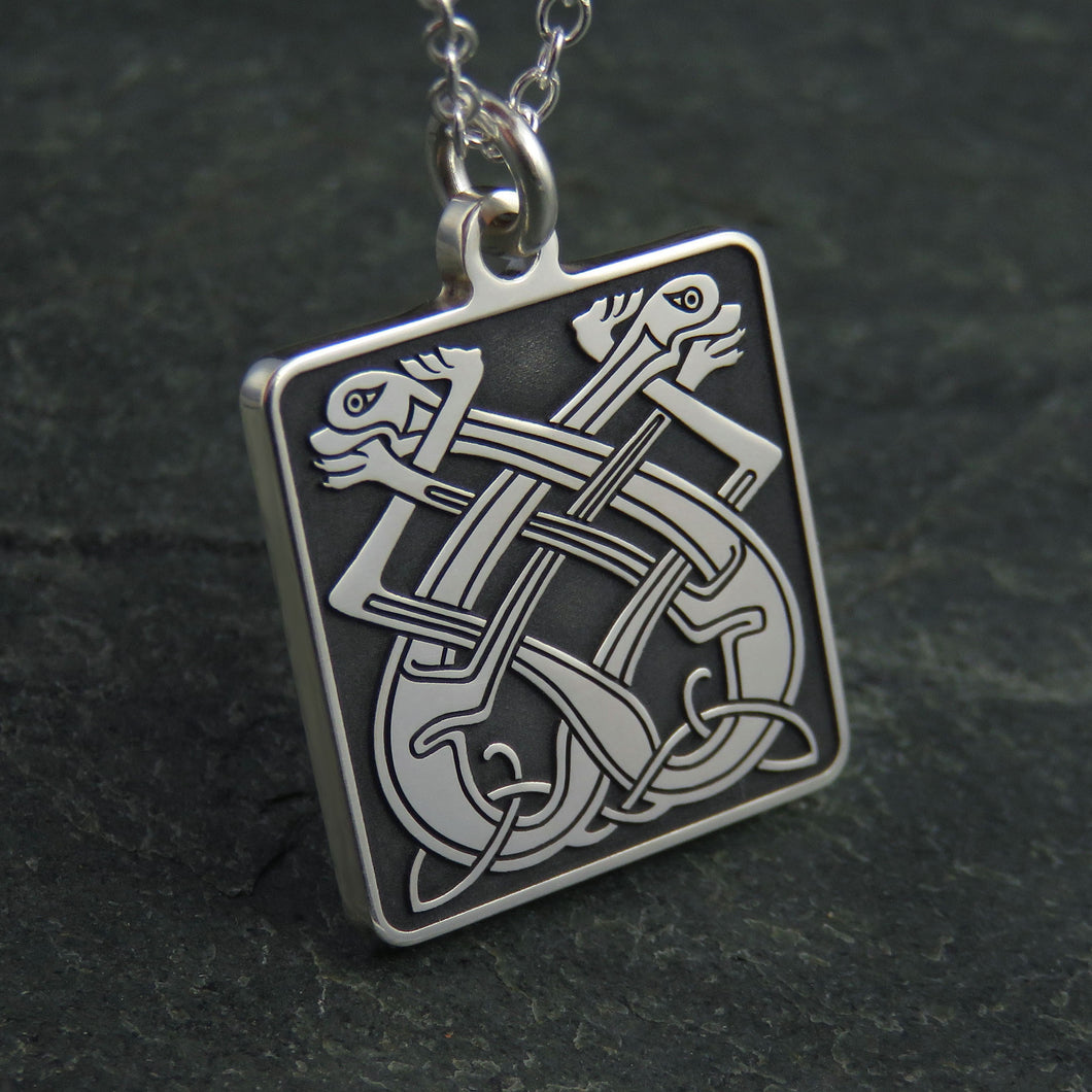 Celtic Dogs silver pendant necklace