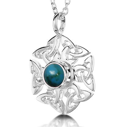 Celtic Knotwork birthstone silver pendant necklace - Turquoise