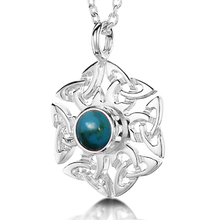 Celtic Knotwork birthstone silver pendant necklace - Turquoise