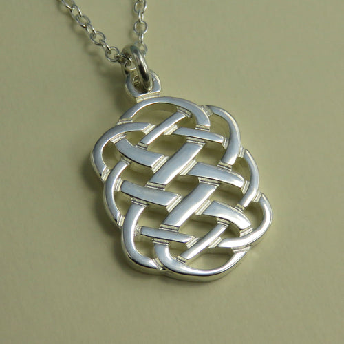 Celtic knotwork silver pendant necklace