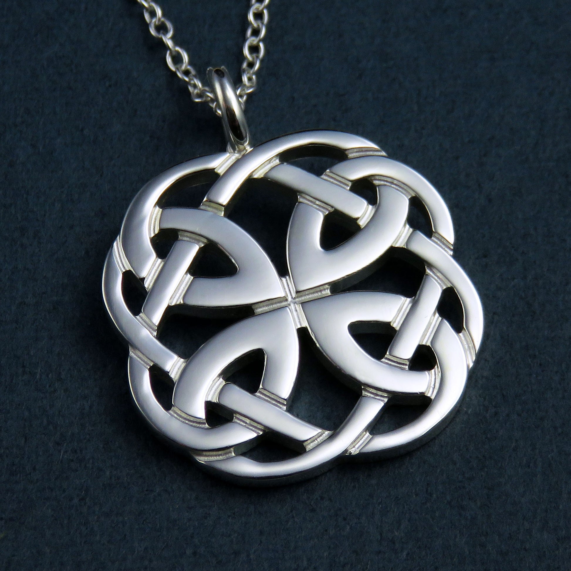 Celtic knotwork silver pendant necklace