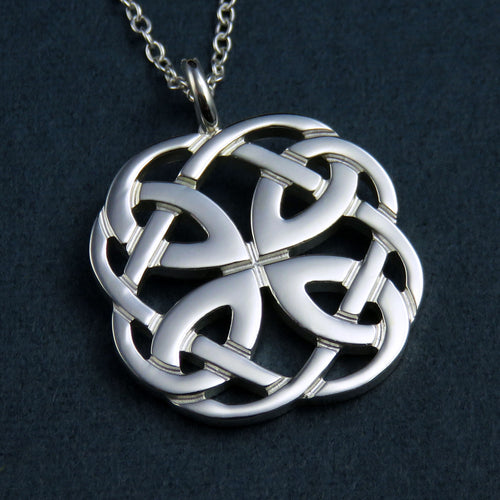 Celtic knotwork silver pendant necklace