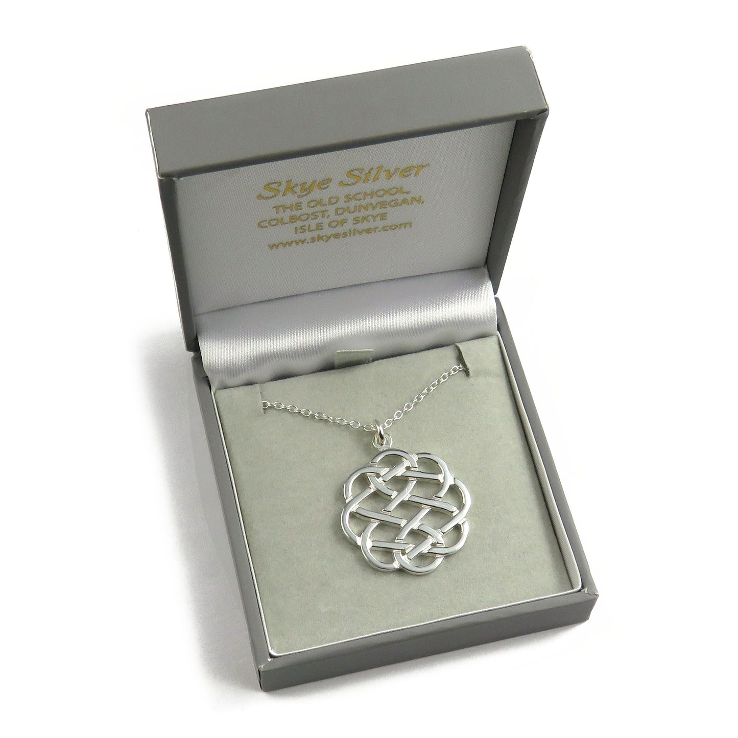Celtic knotwork silver pendant necklace