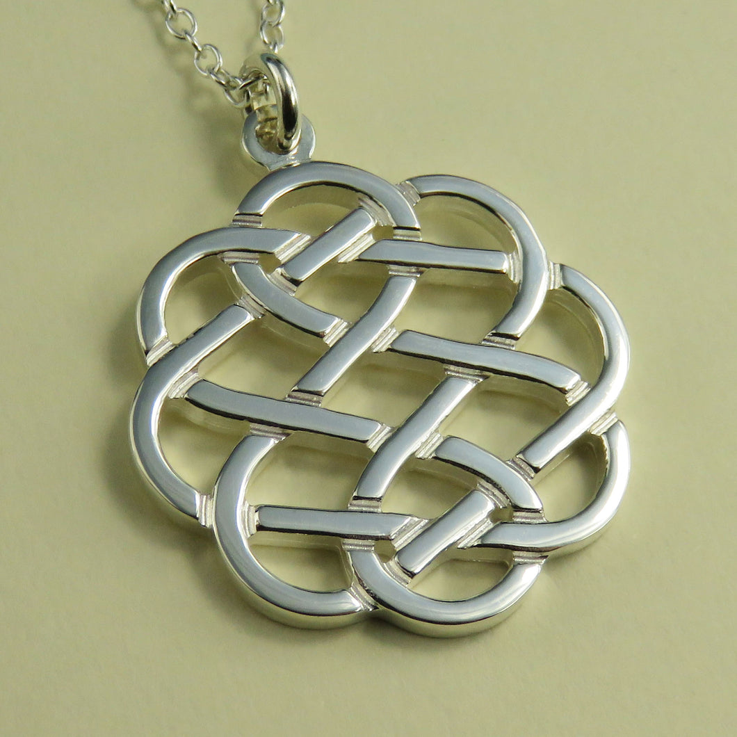 Celtic knotwork silver pendant necklace