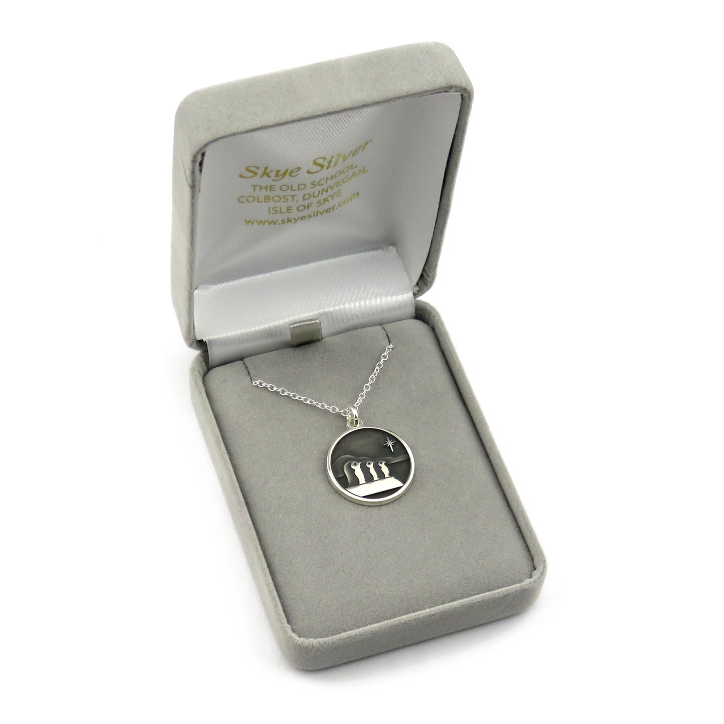 The Christmas Penguins silver pendant necklace