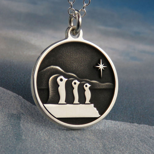 The Christmas Penguins silver pendant necklace