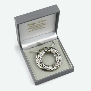 Circle of Autumn silver leaf pendant necklace