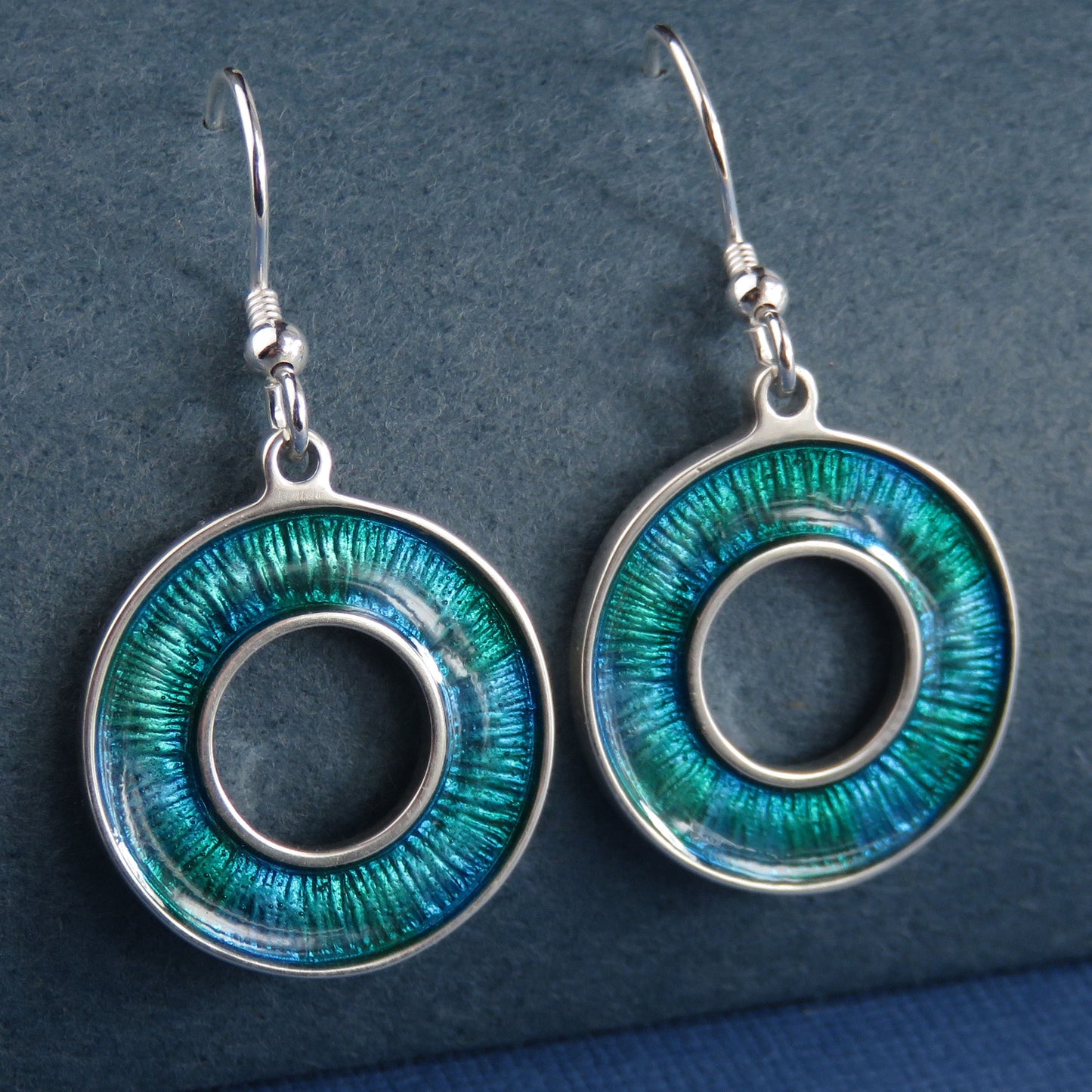 Colours of the Sea enamel silver dangle earrings