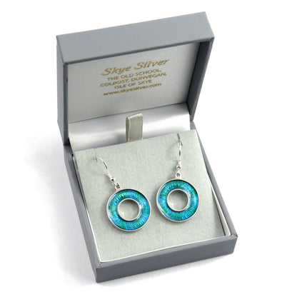 Colours of the Sea enamel silver dangle earrings