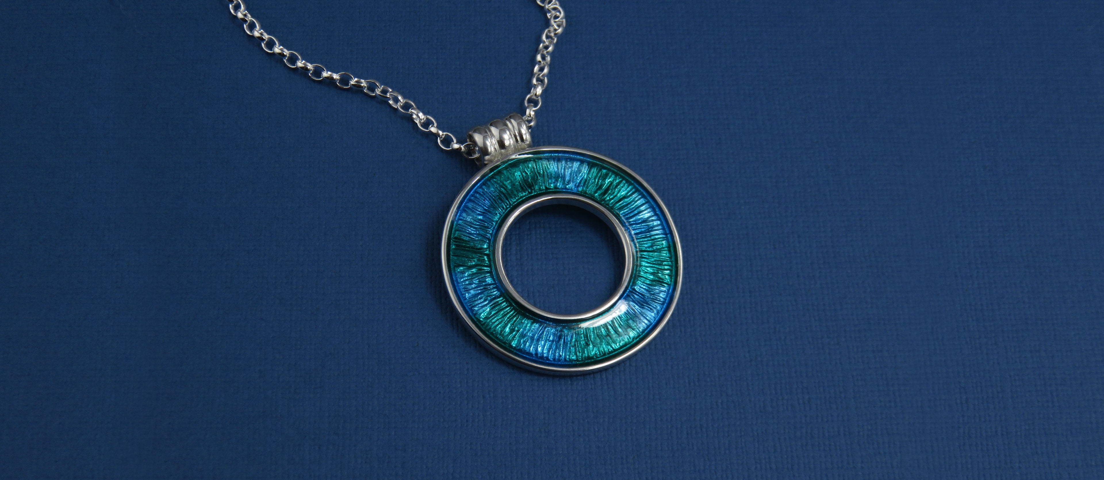 Colours of the Sea enamel silver pendant necklace