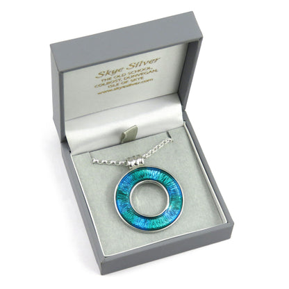 Colours of the Sea enamel silver pendant necklace