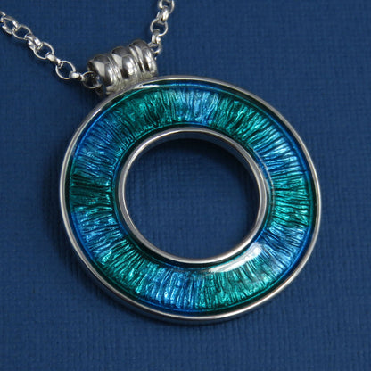 Colours of the Sea enamel silver pendant necklace