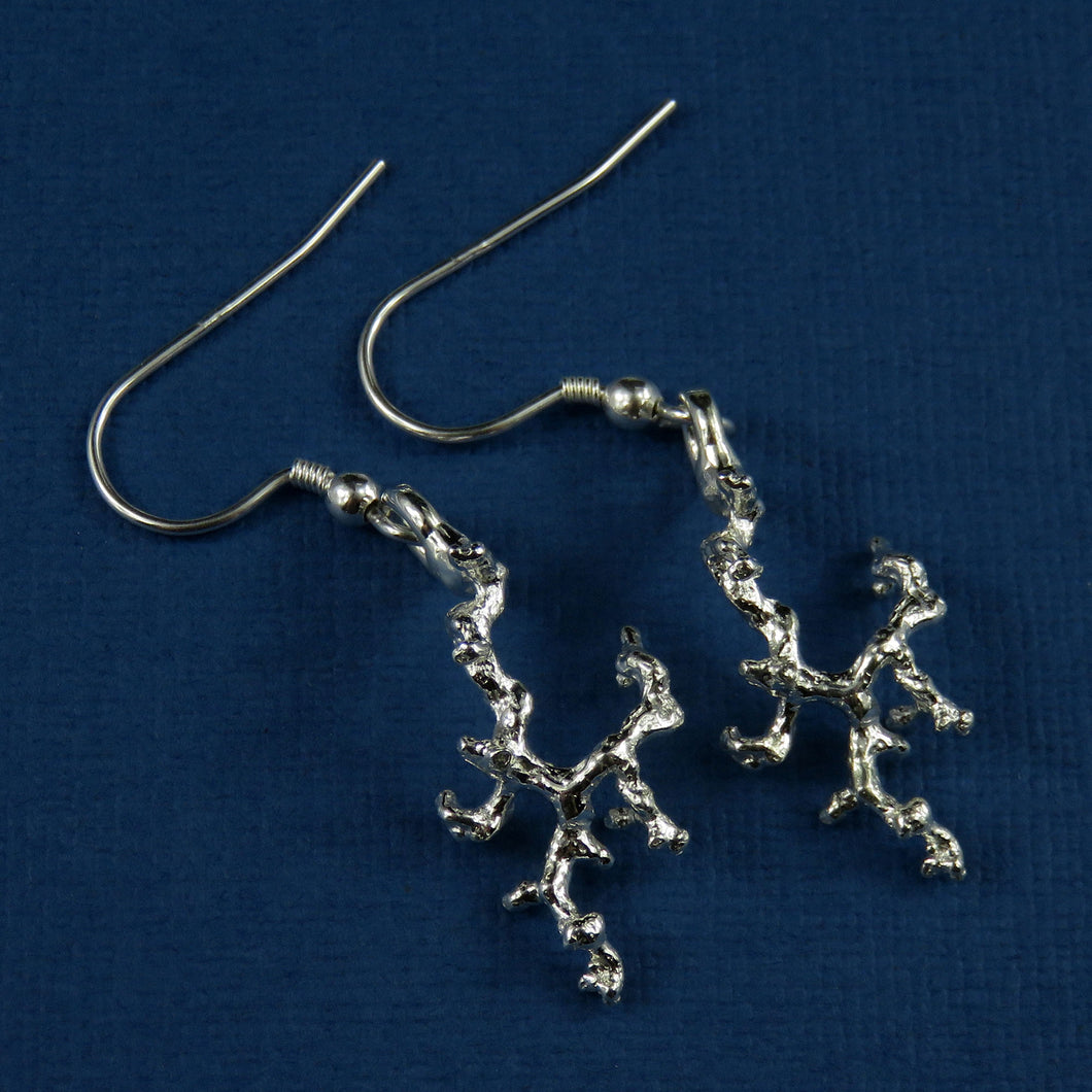 Coral Beach silver dangle earrings