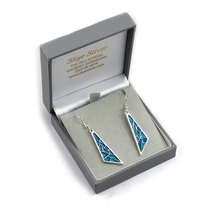 Crystals enamel silver dangle earrings